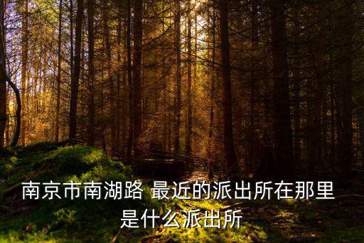 南湖派出所，南京市南湖路 最近的派出所在那里 是什么派出所