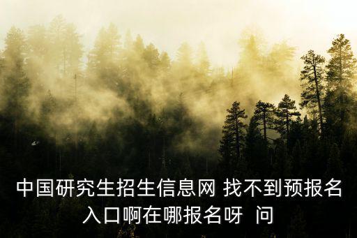 中國研究生招生信息網 找不到預報名入口啊在哪報名呀  問