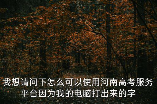 我想請問下怎么可以使用河南高考服務平臺因為我的電腦打出來的字