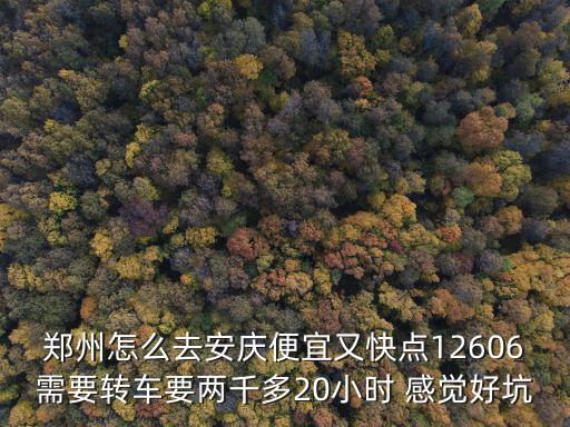 鄭州怎么去安慶便宜又快點12606需要轉車要兩千多20小時 感覺好坑