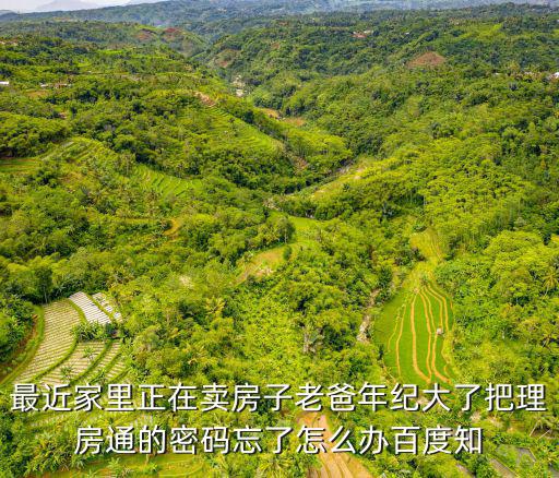 最近家里正在賣房子老爸年紀大了把理房通的密碼忘了怎么辦百度知