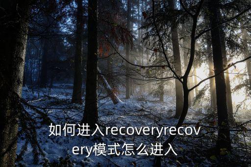如何進入recoveryrecovery模式怎么進入