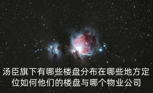 湯臣旗下有哪些樓盤分布在哪些地方定位如何他們的樓盤與哪個物業公司