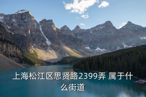 上海松江區思賢路2399弄 屬于什么街道