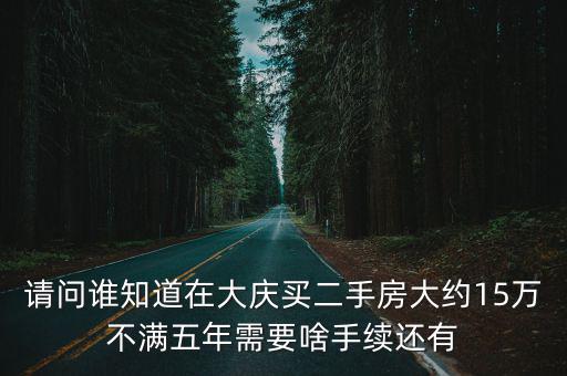 請問誰知道在大慶買二手房大約15萬不滿五年需要啥手續還有