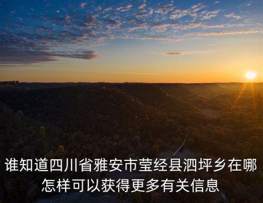 經縣，誰知道四川省雅安市瑩經縣泗坪鄉在哪怎樣可以獲得更多有關信息