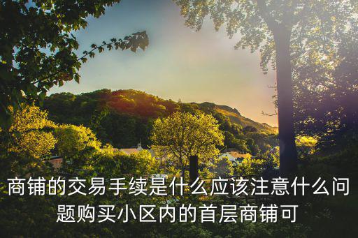 商鋪的交易手續是什么應該注意什么問題購買小區內的首層商鋪可