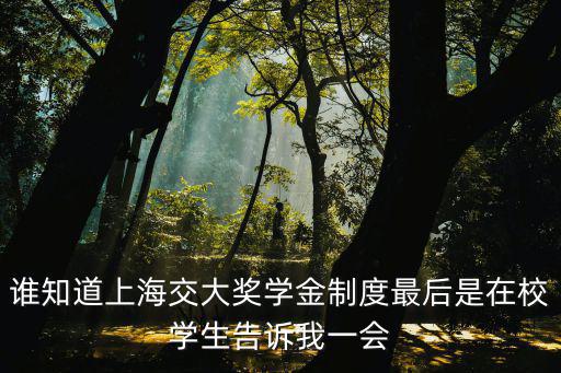 誰知道上海交大獎學金制度最后是在校學生告訴我一會