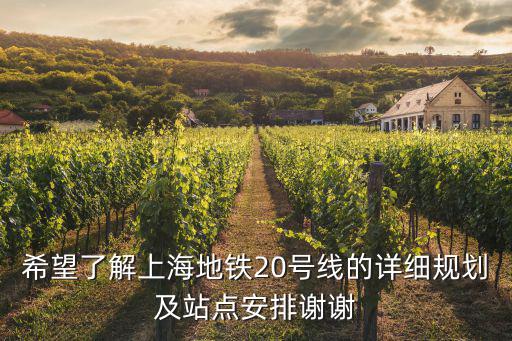 希望了解上海地鐵20號線的詳細規劃及站點安排謝謝