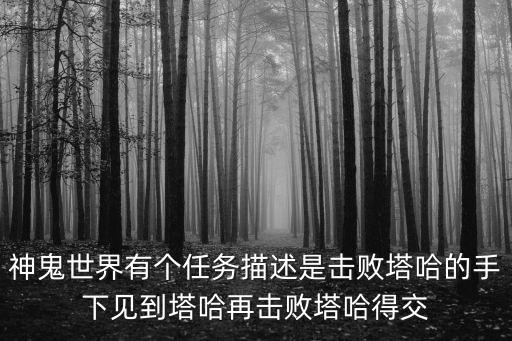 神鬼世界有個任務描述是擊敗塔哈的手下見到塔哈再擊敗塔哈得交