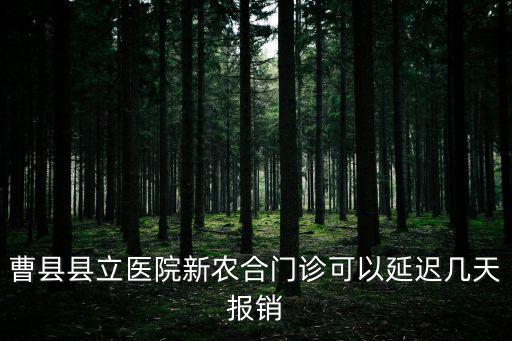 曹縣縣立醫(yī)院，曹縣縣立醫(yī)院新農(nóng)合門診可以延遲幾天報銷