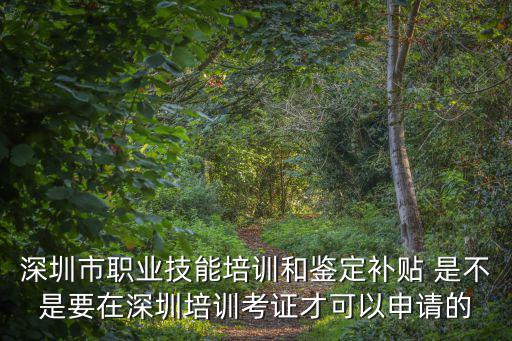 深圳市職業技能培訓和鑒定補貼 是不是要在深圳培訓考證才可以申請的