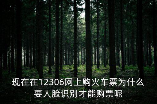現在在12306網上購火車票為什么要人臉識別才能購票呢