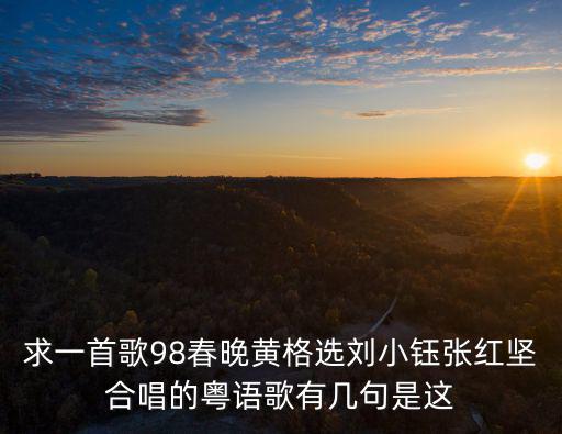 求一首歌98春晚黃格選劉小鈺張紅堅(jiān)合唱的粵語歌有幾句是這
