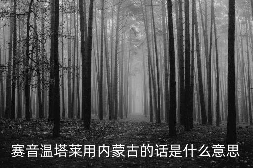 賽音溫塔萊用內(nèi)蒙古的話(huà)是什么意思