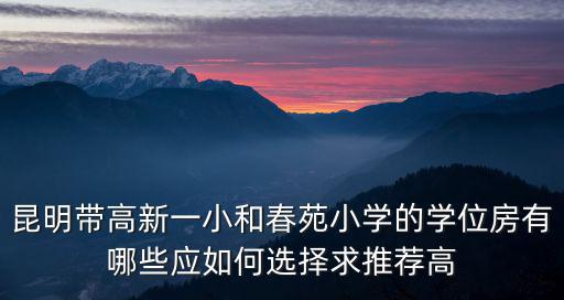 南泉苑，昆明帶高新一小和春苑小學的學位房有哪些應如何選擇求推薦高