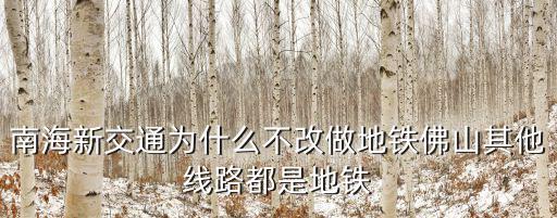 南海新交通為什么不改做地鐵佛山其他線路都是地鐵