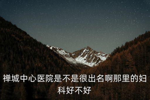 禪城中心醫院是不是很出名啊那里的婦科好不好