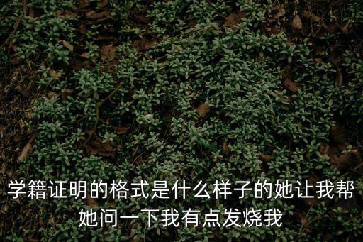 學(xué)籍證明的格式是什么樣子的她讓我?guī)退龁?wèn)一下我有點(diǎn)發(fā)燒我