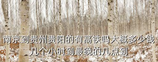 南京到貴州貴陽的有高鐵嗎大概多少錢幾個小時到最晚的幾點到