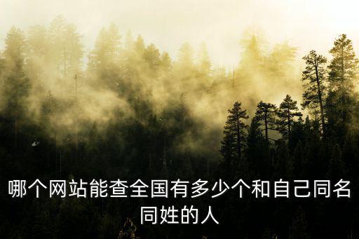 哪個網站能查全國有多少個和自己同名同姓的人