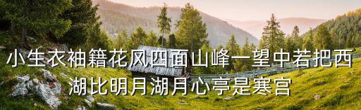 小生衣袖籍花風四面山峰一望中若把西湖比明月湖月心亭是寒宮