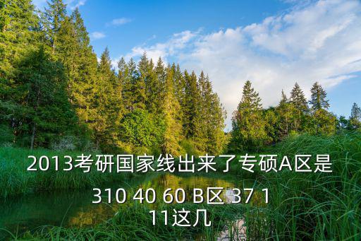 2013考研國家線出來了專碩A區是310 40 60 B區 37 111這幾
