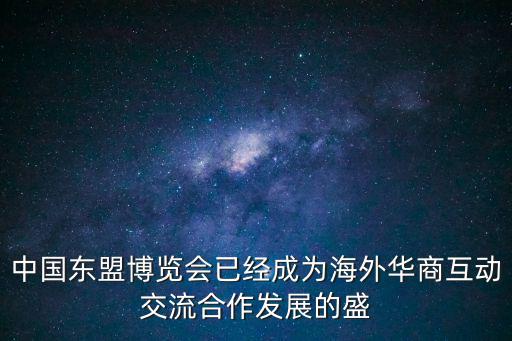 東盟博覽會，中國東盟博覽會已經成為海外華商互動交流合作發展的盛
