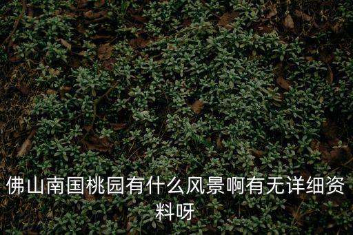 佛山南國桃園有什么風景啊有無詳細資料呀