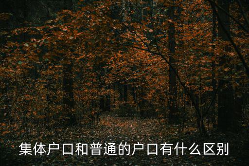 集體戶口和普通的戶口有什么區別