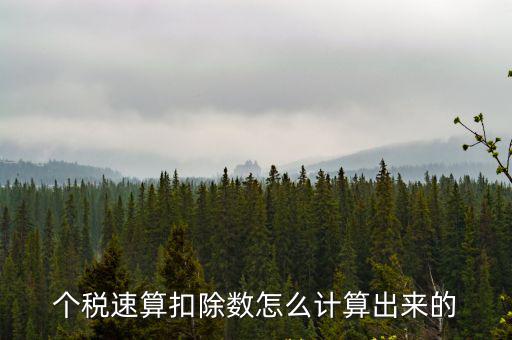 個稅速算扣除數怎么計算出來的