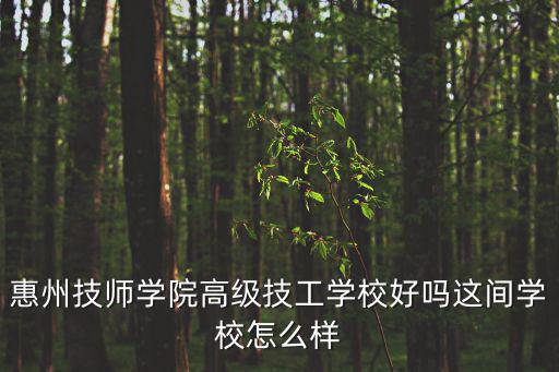 惠州技師學院，惠州市技師學院惠州市高級技工學校是同一間學校嗎學風好嗎
