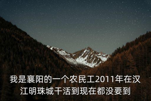 我是襄陽的一個(gè)農(nóng)民工2011年在漢江明珠城干活到現(xiàn)在都沒要到