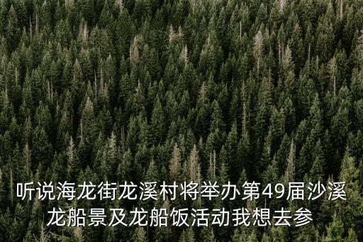 聽說海龍街龍溪村將舉辦第49屆沙溪龍船景及龍船飯活動我想去參