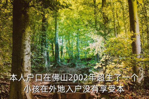 本人戶口在佛山2002年超生了一個小孩在外地入戶沒有享受本