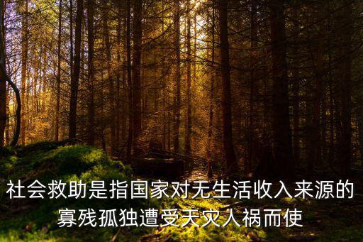 社會救助是指國家對無生活收入來源的寡殘孤獨遭受天災(zāi)人禍而使