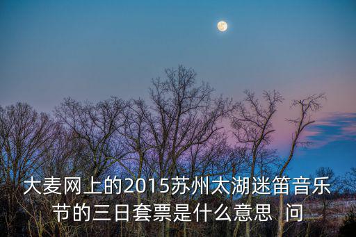 大麥網(wǎng)上的2015蘇州太湖迷笛音樂節(jié)的三日套票是什么意思  問