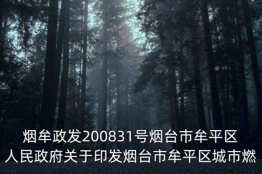 煙牟政發(fā)200831號(hào)煙臺(tái)市牟平區(qū)人民政府關(guān)于印發(fā)煙臺(tái)市牟平區(qū)城市燃