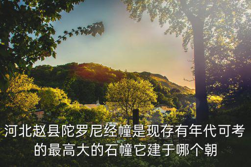 陀羅尼經幢，河北趙縣陀羅尼經幢是現存有年代可考的最高大的石幢它建于哪個朝