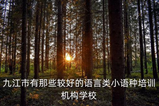 培訓園，九江市有那些較好的語言類小語種培訓機構學校