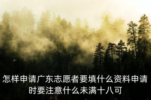 廣東志愿，怎樣申請廣東志愿者要填什么資料申請時要注意什么未滿十八可