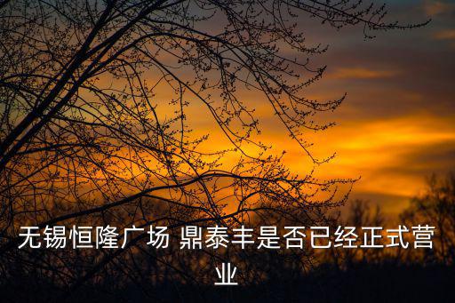 無錫恒隆廣場 鼎泰豐是否已經(jīng)正式營業(yè)