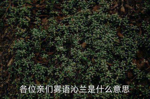 沁蘭雅筑，各位親們霧語沁蘭是什么意思