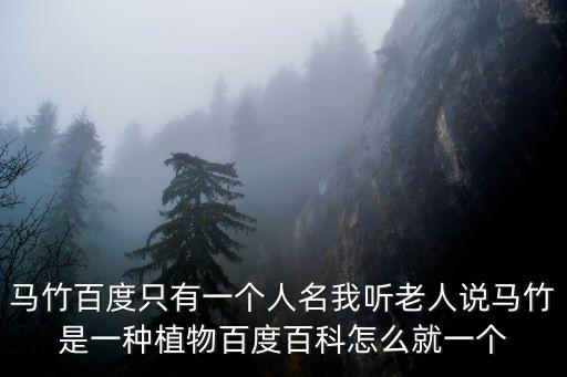 馬竹，馬竹百度只有一個人名我聽老人說馬竹是一種植物百度百科怎么就一個