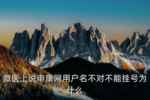 微醫上說申康網用戶名不對不能掛號為什么