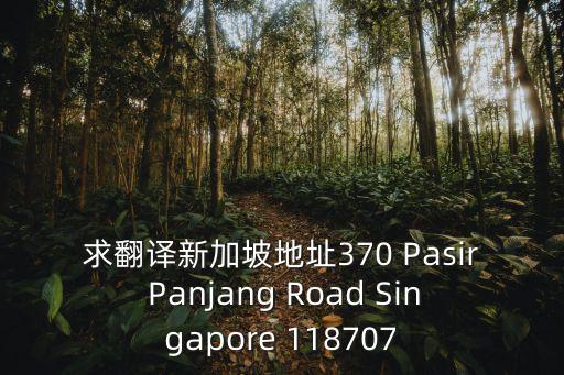 求翻譯新加坡地址370 Pasir Panjang Road Singapore 118707
