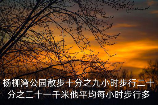 楊柳灣公園散步十分之九小時步行二十分之二十一千米他平均每小時步行多