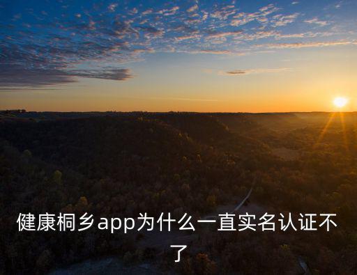健康桐鄉(xiāng)app為什么一直實名認(rèn)證不了