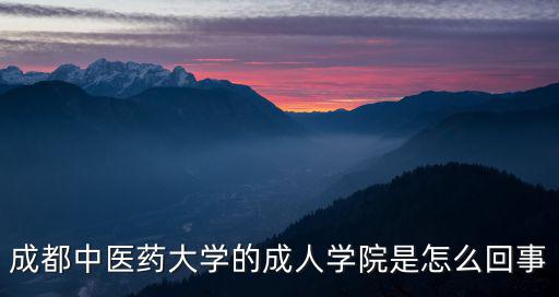成都中醫藥大學的成人學院是怎么回事