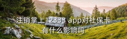 12333app，注銷掌上12333 app對社保卡有什么影響嗎